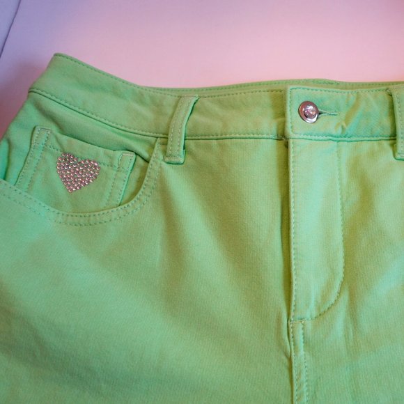 Quacker Factory Dream Jeannes NWT Lime Green Crop Pants size 6 - Picture 2 of 6
